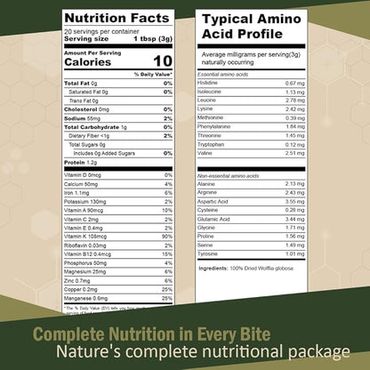 Premium Dried Wolffia globosa Superfood | Low Carb, High Protein 40% | Rich in Minerals, Vitamins A E B12 & Essential Amino Acids | The Future of Sustainable Plant-Based Nutrition 2.11 oz (60g)