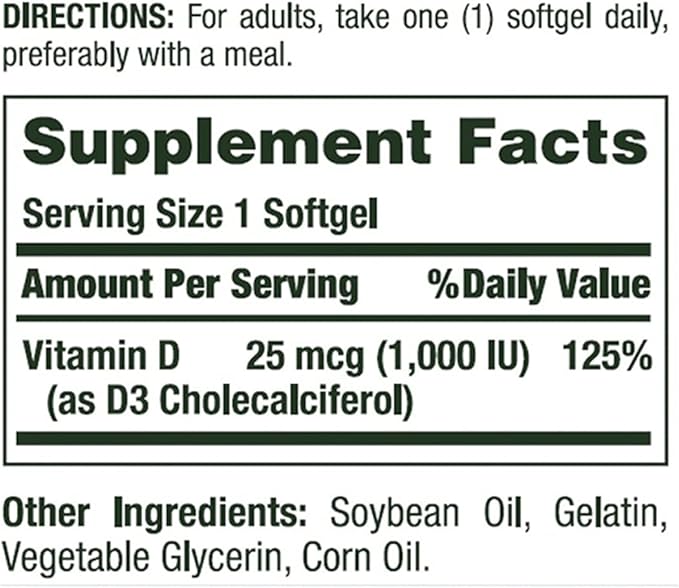 Nature's BountyVitamin D3 1000 100 mg, 120 Softgels 3)