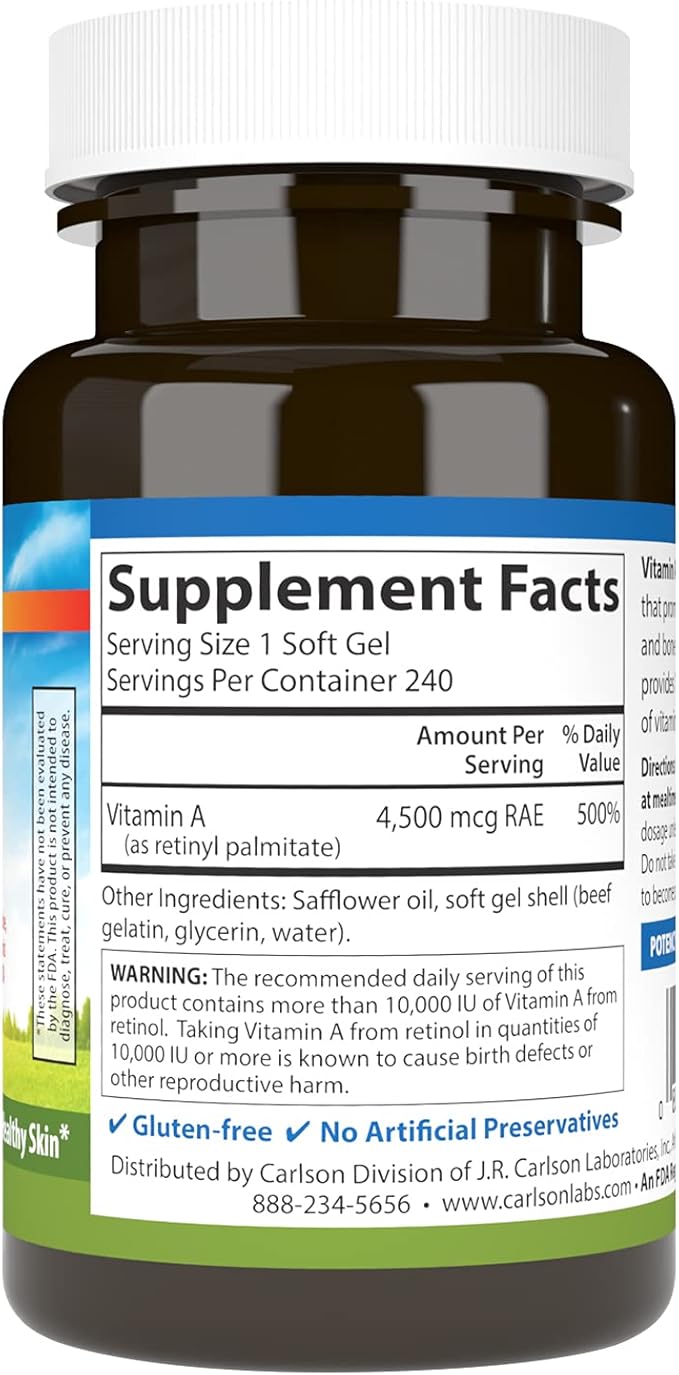 Carlson - Vitamin A, 15000 IU (4500 mcg 240 Softgels