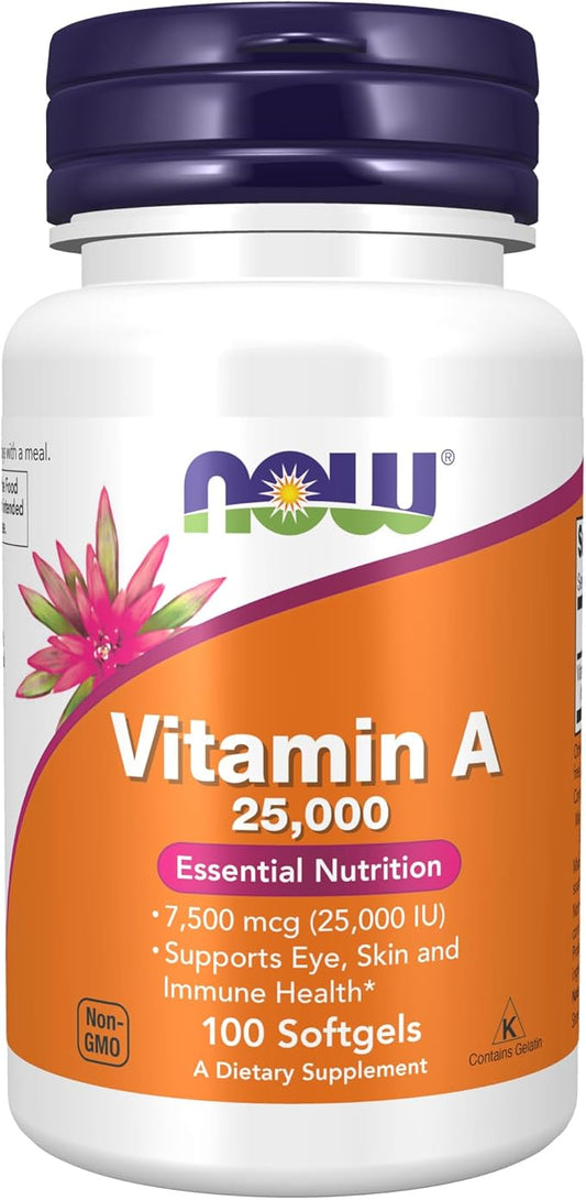 NOW Supplements, Vitamin A (Fish Liver 25,000 IU, 100 Softgels