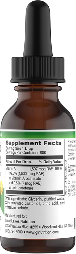 Micellized Vitamin A Drops 1,507mcg RAE 5025IU per 1 Oz