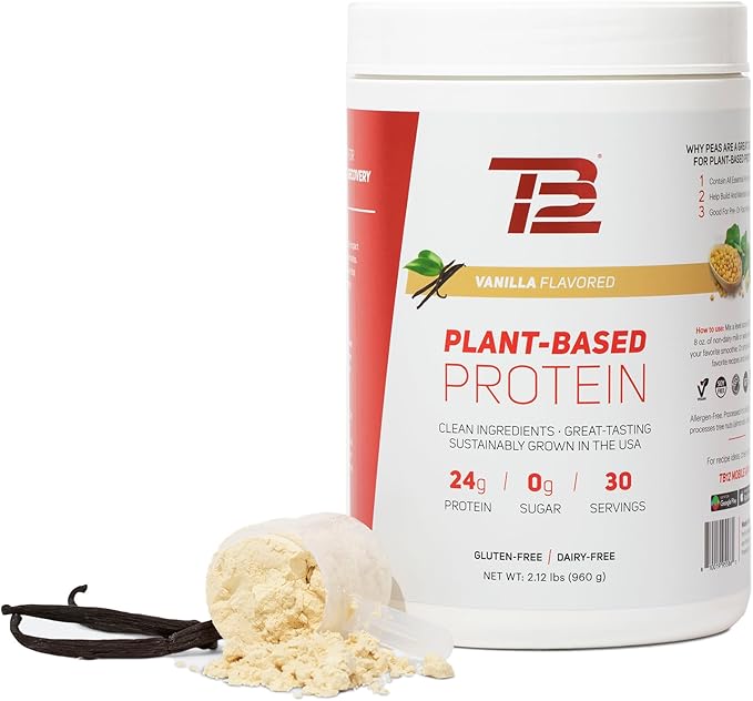 TB12 Plant Based Protein Powder by 24g of (30 Servings/2.12lbs) Servings/2.12lbs)