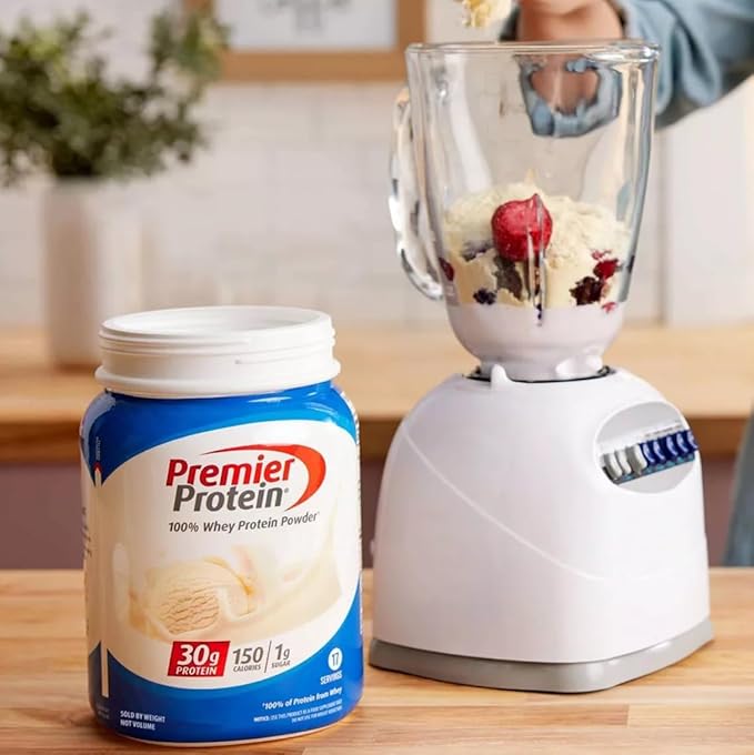 Premier Protein Powder, Vanilla Milkshake, 30g 1g Sugar, 100% Whey 17 Servings, 23.3 Ounces