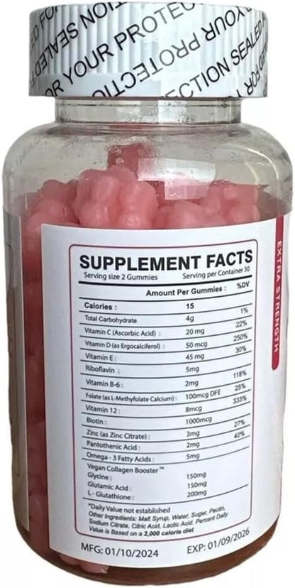 Nature Glow Glutathione Collagen Strawberry Flavor 60 Chewable 2 Box, 1 Count 120), Pink