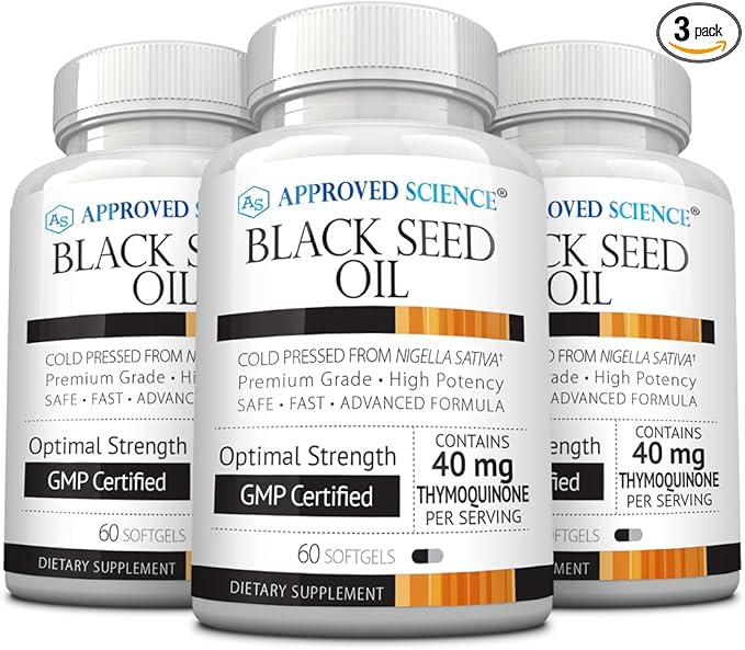 Approved Science Black Seed Oil 2% Thymoquinone 180 Softgels