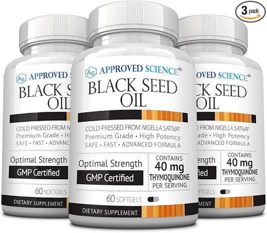 Approved Science Black Seed Oil 2% Thymoquinone 180 Softgels