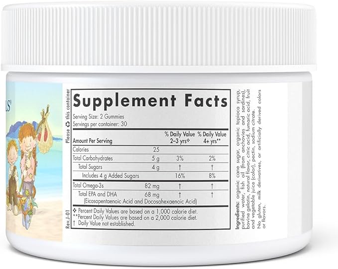 Nordic Naturals Nordic Omega-3 Gummies, Tangerine 60 Gummies 82 mg Omega-3s with 30 Servings
