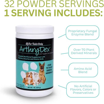 YOUNGEVITY Arthrydex Complete Nutritional Supplement | Vitamins Amino Acids Enzymes | Pets Healthy Bones & Joints -1 lb Canister