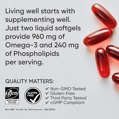 Sports Research Total Omega-3 Fish Oil 960mg of (120 Softgels)