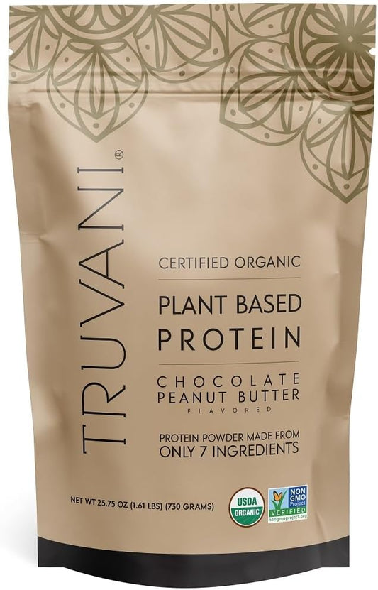 Truvani Vegan Pea Protein Powder | Chocolate Peanut Butter | 20g Organic Plant Based Protein | 20 Servings | Keto | Gluten & Dairy Free | Low Carb | No Added Sugar