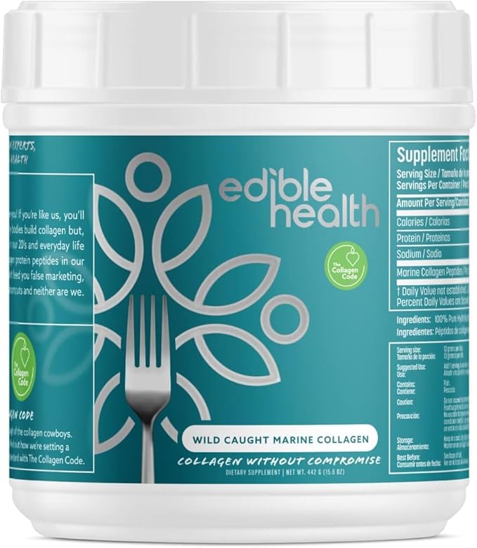 High Protein Marine Collagen Peptides Powder, 15.6oz Tub 34 Day