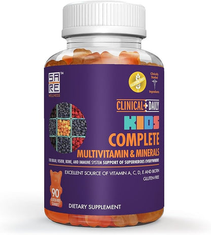 Complete Kids Multivitamin Daily Gummy Supplement E,D,B6,B12, Folate, 90 Gluten