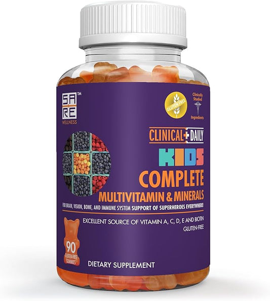 Complete Kids Multivitamin Daily Gummy Supplement E,D,B6,B12, Folate, 90 Gluten