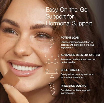 BIOSTRIPS® Hormone Health - Hormone Health for Women - Oral Supplement Strips - 4-in-1 Hormone Harmony - Supports Energy, Skin, Sleep, Hot Flashes - Chasteberry, L-Theanine, Ginseng, Maca Root - 30ct
