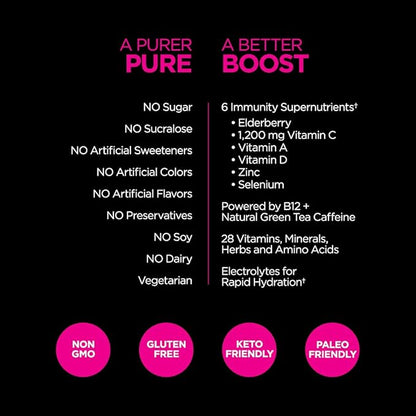 Pureboost Immune Clean Energy Drink Mix: 1200 mg 28 Vitamins, 30 Count)