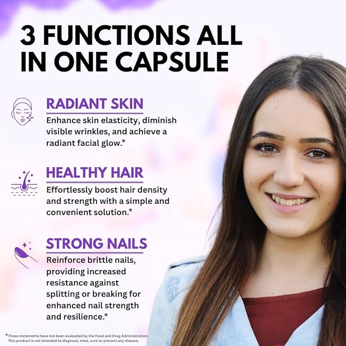 Biotin with Hyaluronic Acid, Collagen and 25000 mcg B1, B2, B2, B3, B3, B6, B6, B7 B7 Complex 60 Capsules
