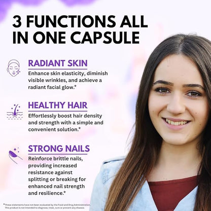 Biotin with Hyaluronic Acid, Collagen and 25000 mcg B1, B2, B2, B3, B3, B6, B6, B7 B7 Complex 60 Capsules