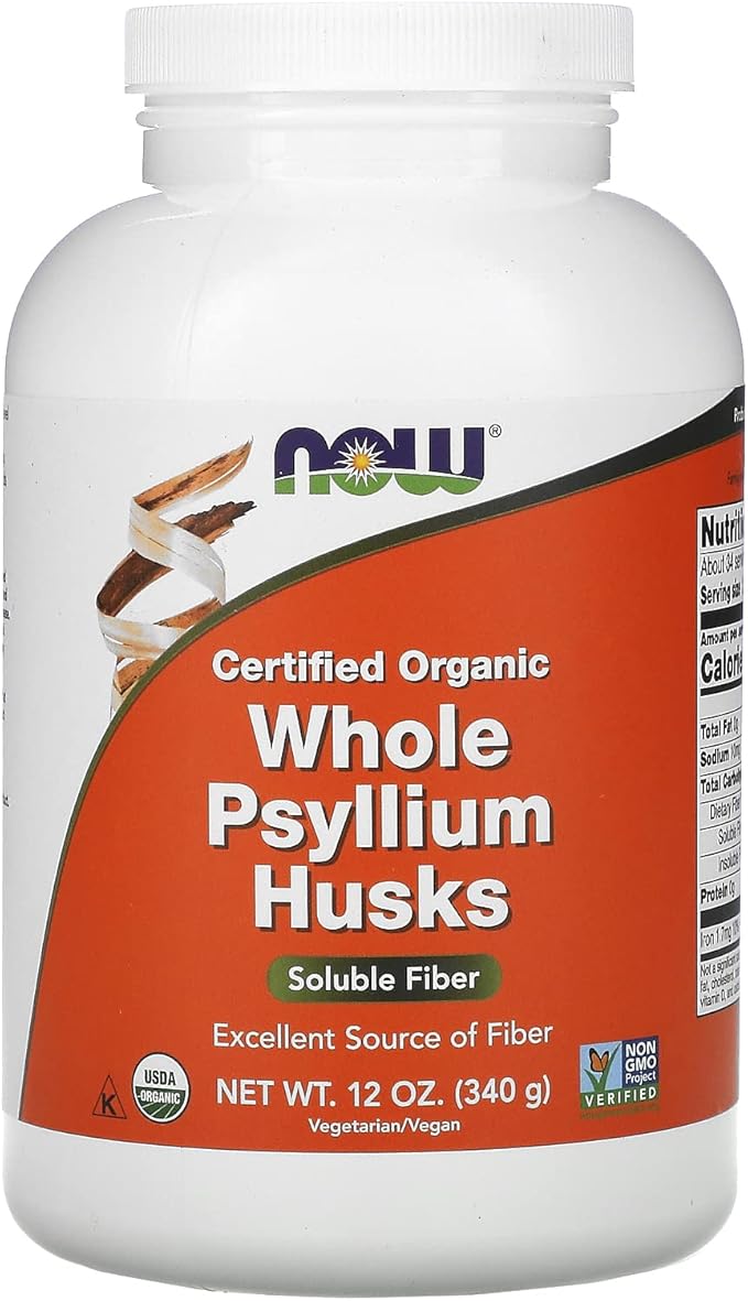 NOW Supplements, Whole Psyllium Husks, Certified 12-Ounce