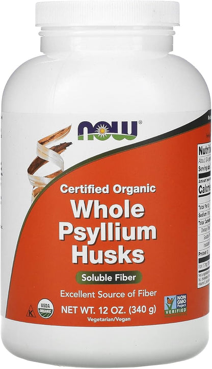NOW Supplements, Whole Psyllium Husks, Certified 12-Ounce