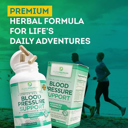 PurePremium Blood Pressure Supplements with Hawthorn B12 - 90 Caps