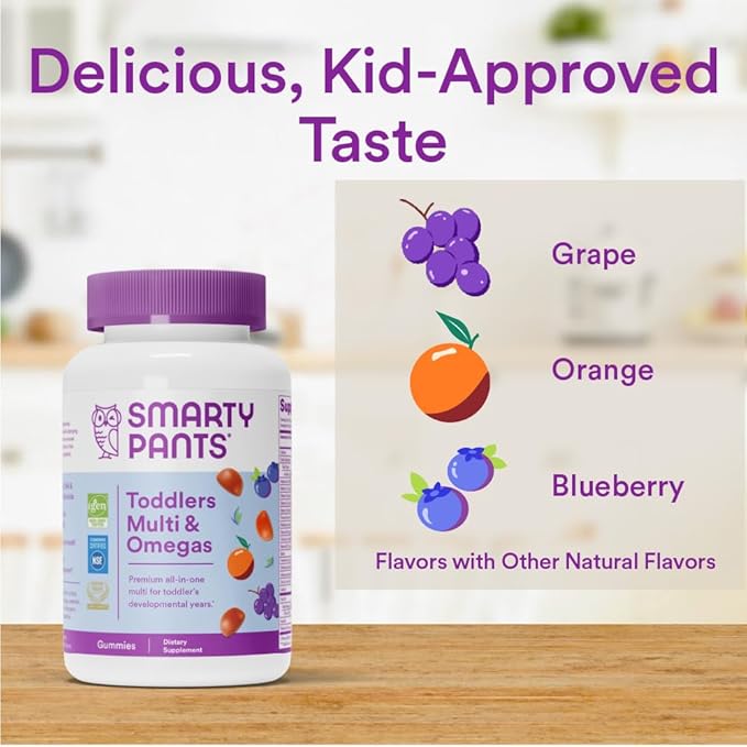 SmartyPants Toddler Multivitamin Gummies: Omega3 Fish D3, C, B12, B6, B6, Vitamin 70 Count (23Day Supply)