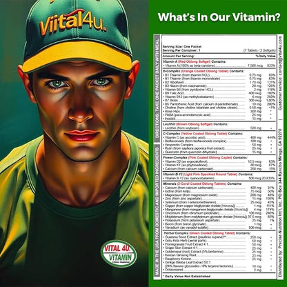 VITAL 4U® Vitamin Essentials - Daily Multivitamin for Both Men and Women, Immune Support, Multimineral Formula - 30 Servings