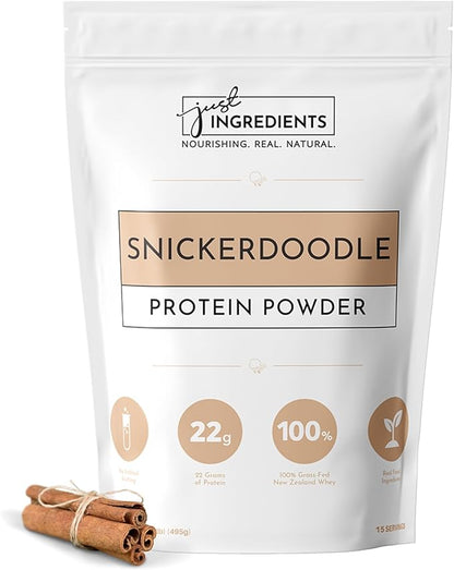 JUST INGREDIENTS Snickerdoodle Protein Powder | 15 Servings | 100% Grass-Fed Whey | Non-GMO, Gluten-Free, No Artificial Flavors