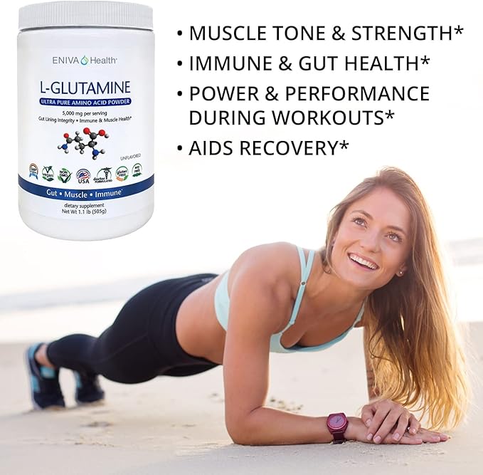 Eniva Health L-Glutamine Pure Powder, Unflavored (101 Servings)