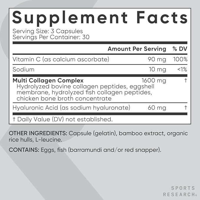 Sports Research Multi Collagen Pills (Type 90 Capsules