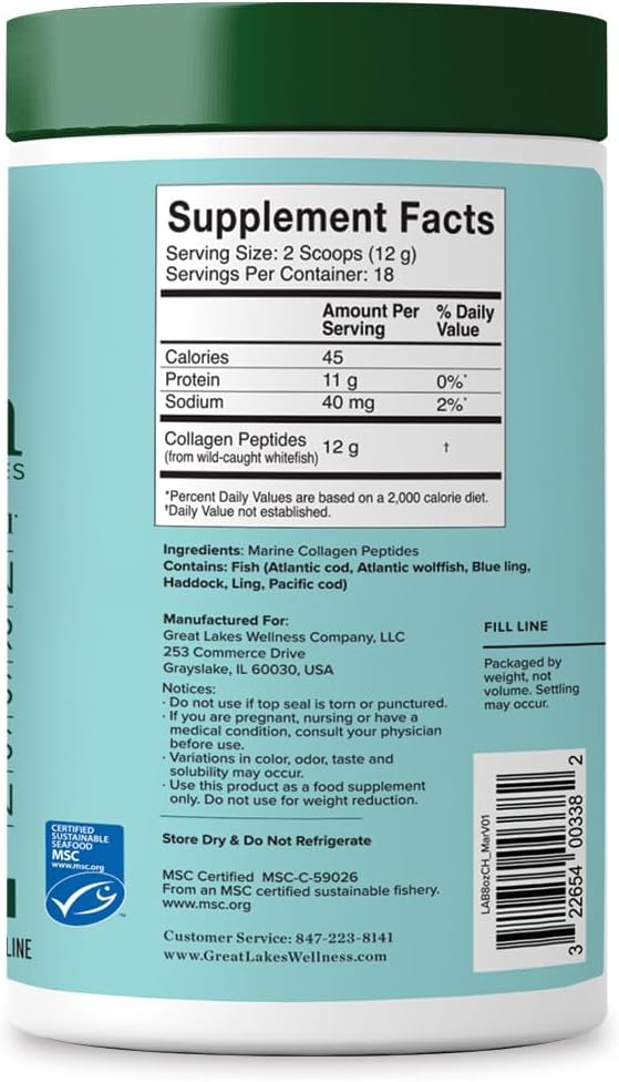 Great Lakes Wellness Sustainable Marine Collagen 8 oz