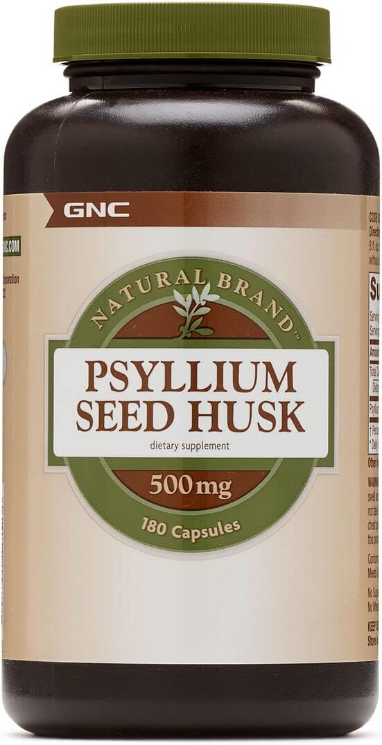GNC Natural Brand Psyllium Seed Husk 500mg, 180 180 Capsules,