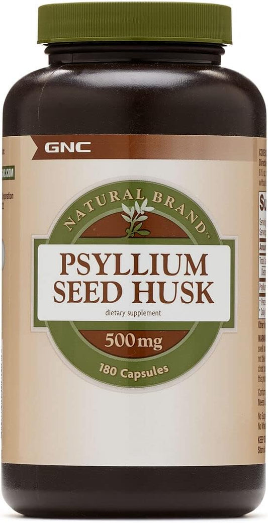 GNC Natural Brand Psyllium Seed Husk 500mg, 180 180 Capsules,