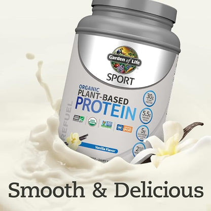 Organic Vegan Sport Protein Powder, Vanilla 30g Plant 19 Servings
