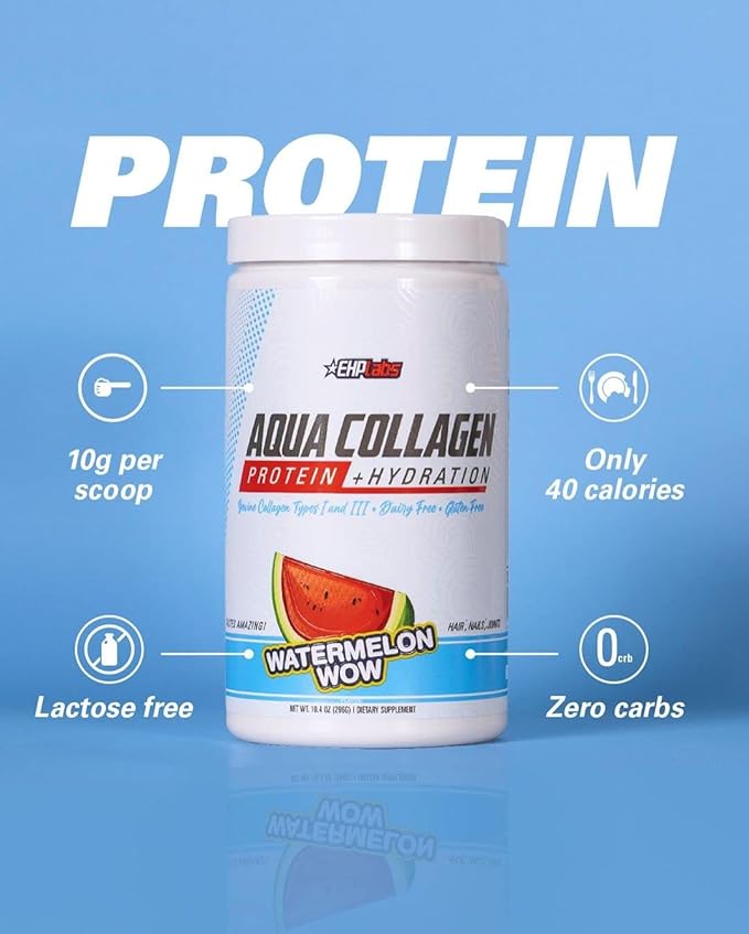 EHP Labs Aqua Hydrolyzed Collagen Peptides Powder 10g of 24 Servings