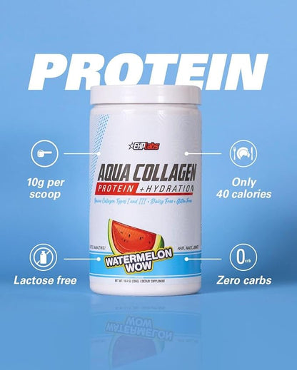 EHP Labs Aqua Hydrolyzed Collagen Peptides Powder 10g of 24 Servings