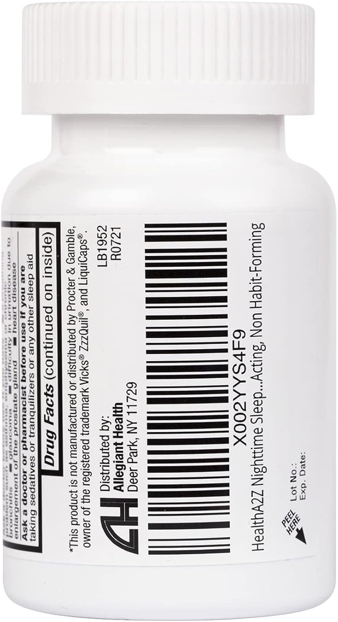 HealthA2Z Sleep Aid, Diphenhydramine HCl 25mg (72 Softgels)