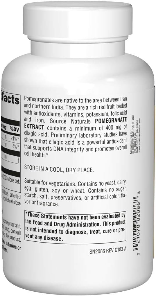 Source Naturals Pomegranate Extract, Antioxidant and 500 mg 400 mg 240 Tablets