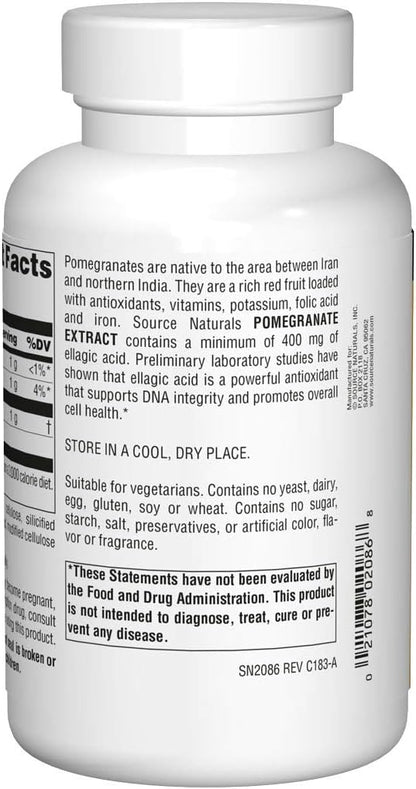 Source Naturals Pomegranate Extract, Antioxidant and 500 mg 400 mg 240 Tablets