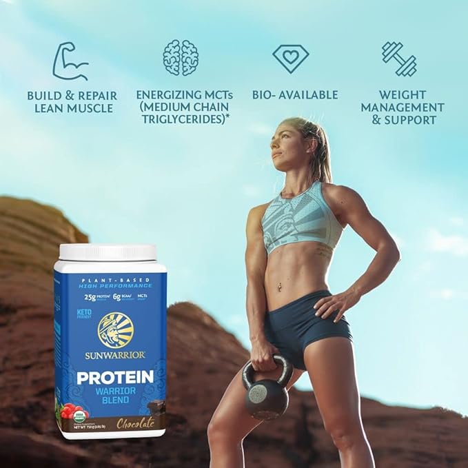 Sunwarrior Vegan Protein Powder Plant-Based USDA Organic | BCAA Amino Acids Hemp Seed | Keto Friendly Soy, Dairy, Gluten, & Synthetic Free Non-GMO | Chocolate 17 Servings 16g