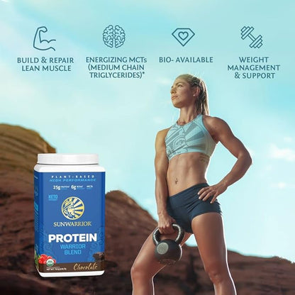 Sunwarrior Vegan Protein Powder Plant-Based USDA Organic | BCAA Amino Acids Hemp Seed | Keto Friendly Soy, Dairy, Gluten, & Synthetic Free Non-GMO | Chocolate 17 Servings 16g