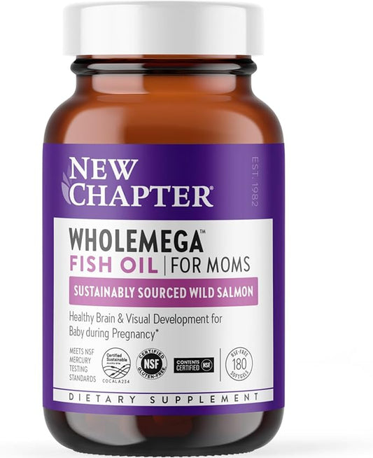 New Chapter Wholemega for Moms Fish Omega-3 + D3 for 180 ct, 500mg Softgels