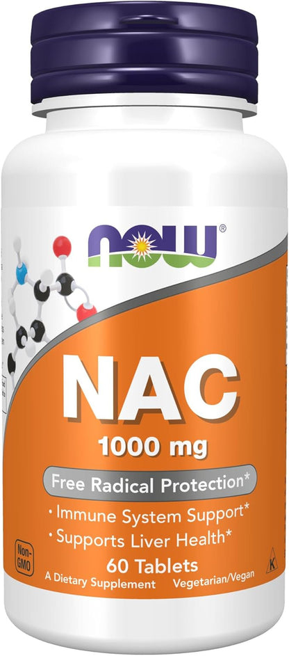 NOW Supplements, NAC (N-Acetyl-Cysteine) 1,000 mg, 60 Tablets