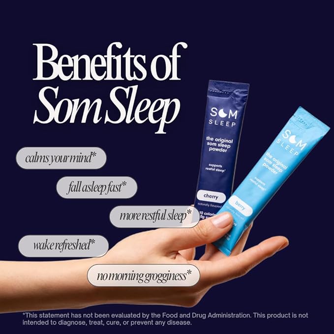 Som Sleep, Calm Sleep Powder Drink 3mg Melatonin, B6, L-Theanine 30-Pack