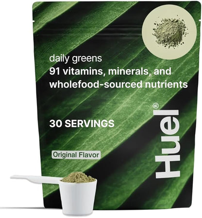 Huel Daily Greens | Superfood Greens Powder | 91 Vitamins, Minerals, and Wholefood-Sourced Ingredients | Adaptogens, Antioxidants, Gut-Friendly Probiotics | 30 Servings