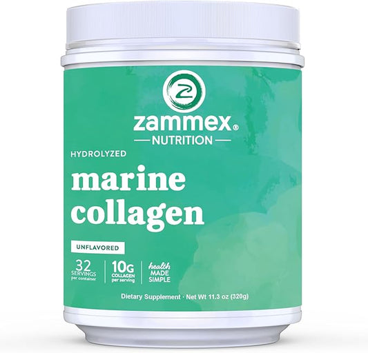 Zammex Marine Collagen Peptides Powder Unflavored, 1 & 3 Collagen (32 Servings)