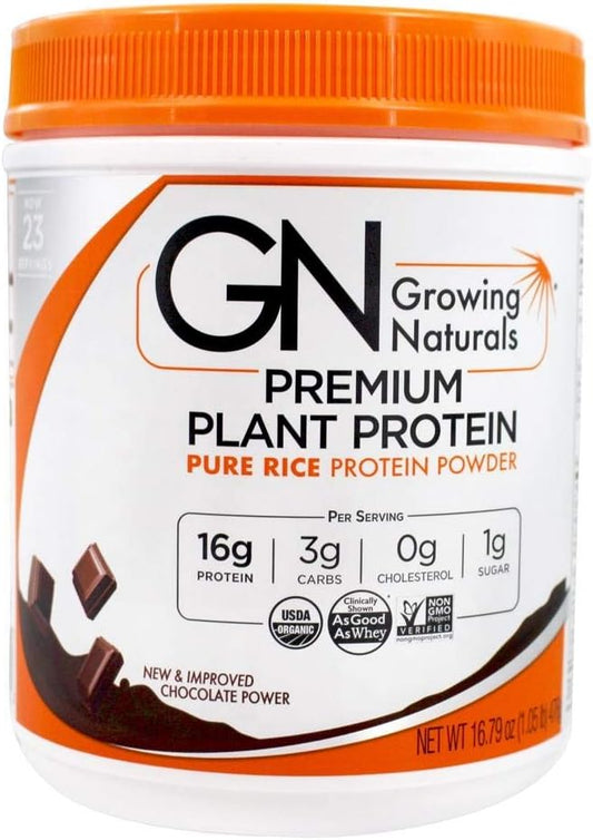 Organic Premium Rice Protein Powder, Chocolate 16.8 Ounce