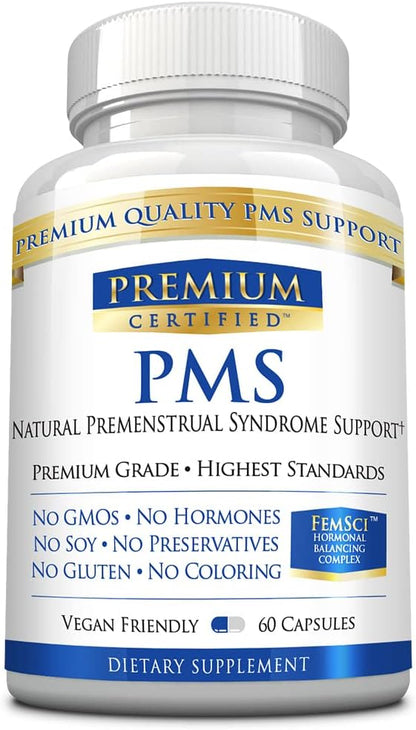PMS Support - All Natural Hormonal Balance - Cycle Regulator, Mood and Energy Enhancer, Skin Support - Evening Primrose Oil, Calcium, Bioperine - 60 Capsules
