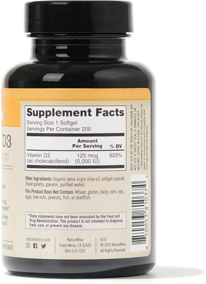 NatureWise Vitamin D3 5000iu (125 mcg) 200 Count