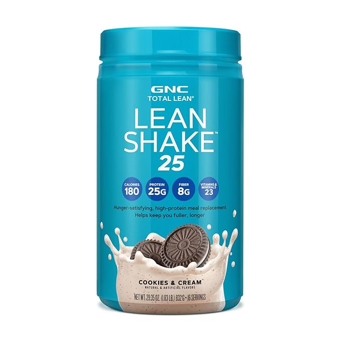 GNC Total Lean Shake 25 Protein Powder | 25g High-Protein Meal Replacement Shake | Cookies and Cream | 16 Servings
