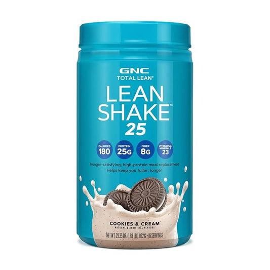 GNC Total Lean Shake 25 Protein Powder | 25g High-Protein Meal Replacement Shake | Cookies and Cream | 16 Servings